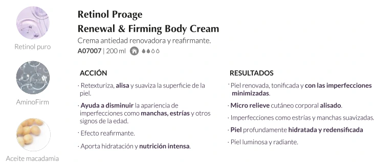 Retinol Proage Renewal & Firming Body Cream — descripción